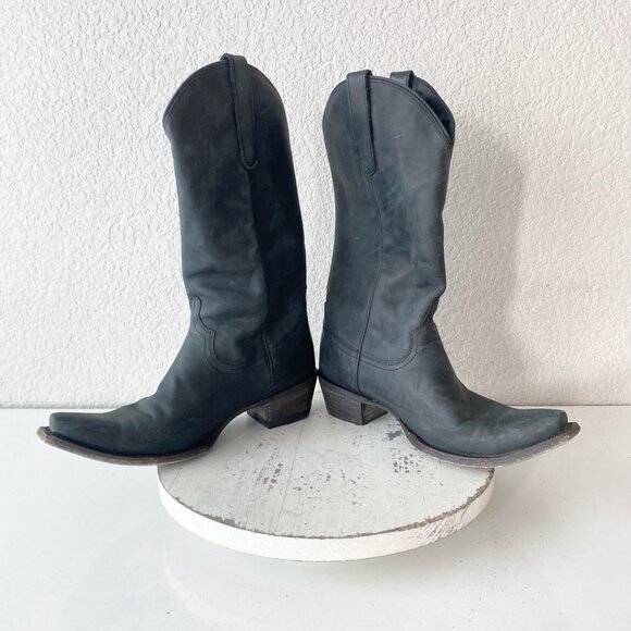 Lane EMMA JANE Womens Cowboy Boots 9.5 Matte Black Western Cowgirl Mid Calf Tall - Picture 7 of 11